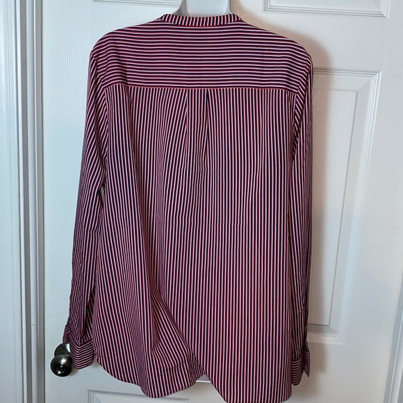 Cabi Franklin Patriot Striped Split Neck Long Sleeve Blouse Red White Blue XL - Picture 6 of 9